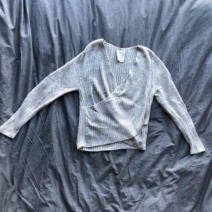 C/MEO Collective gray faux-wrap sweater